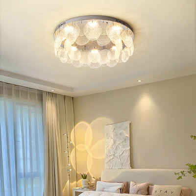 Modern Minimalist Round Glass Hanging Piece LED Flush Mount Light