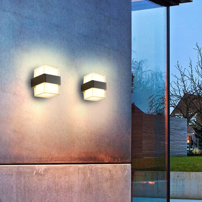 Lampes murales extérieures modernes étanches à LED carrées à 1 lumière 