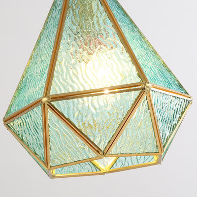 Modern Colorful Water-grain Glass 1-Light Diamond Shaped Pendant Light