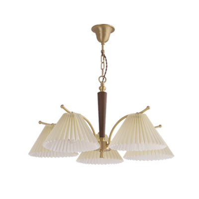 Vintage Walnut  Pleated Shade 3/6 Light Chandelier