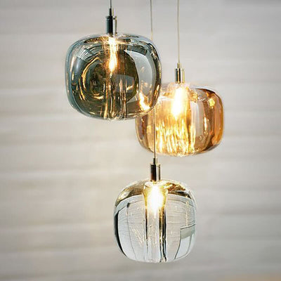 Modern Clear Glass 1-Light Cube Pendant Light