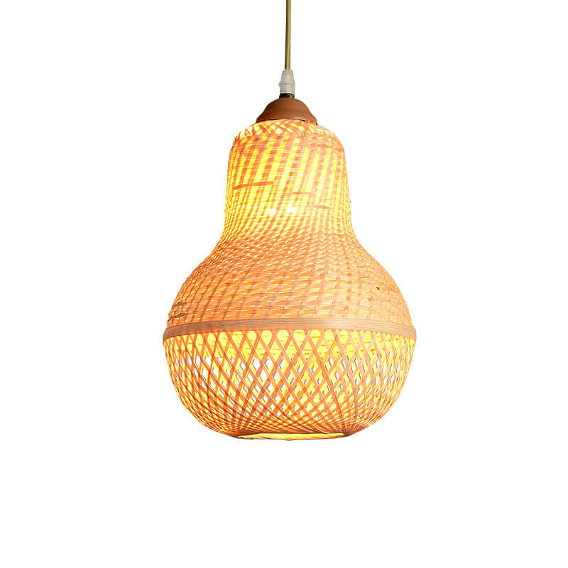 Creative Bamboo Weaving Gourd Shape 1-Light Pendant Light