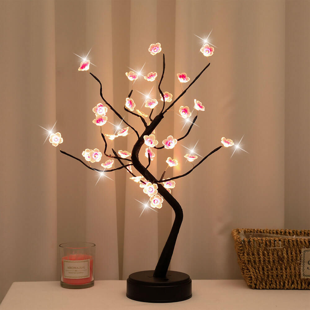 Bonsai Tree Light Plum Blossom Light Remote Control Small Led Table Lamps