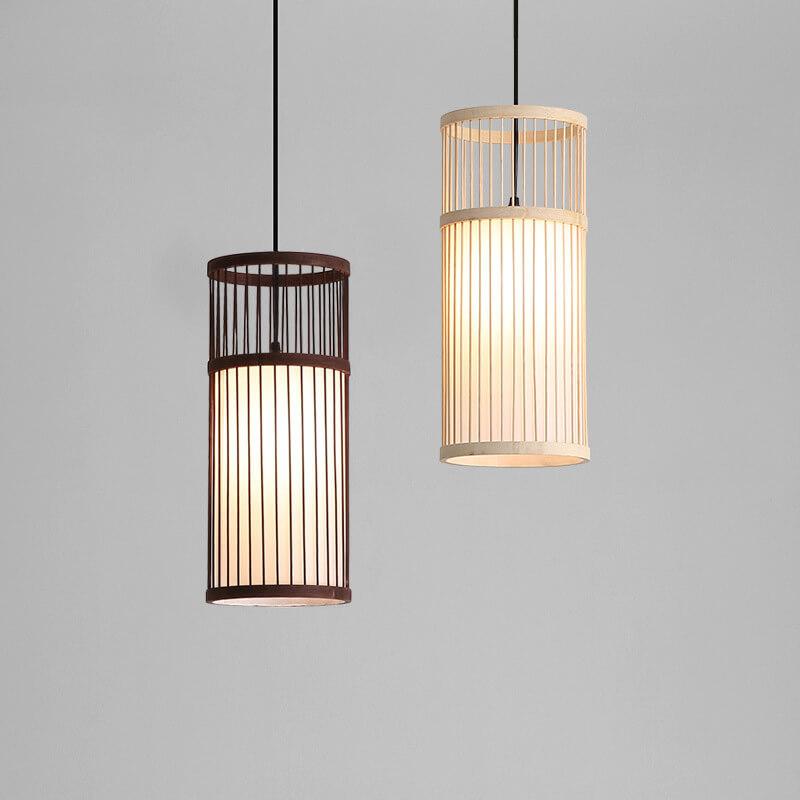 Bamboo Weaving 1-Light Cylinder LED Pendant Light