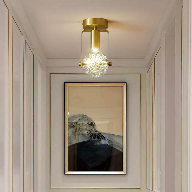 Industrielle Deckenleuchte mit All-Kupfer Blasenkristallkugel Design und LED 