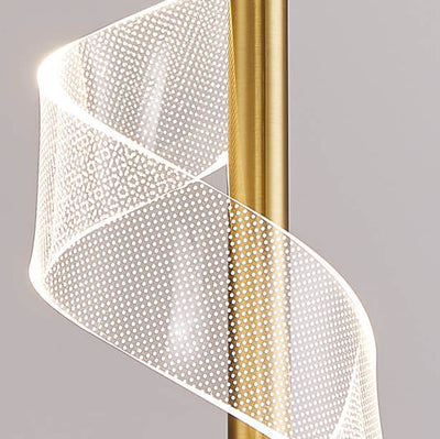 Moderne minimalistische LED-Pendelleuchte aus Acryl in Gold mit linearer Form 