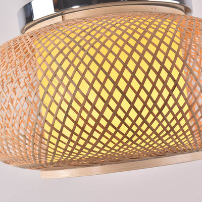 Bamboo Weaving Circle 1-Light LED Flush Mount Lighting