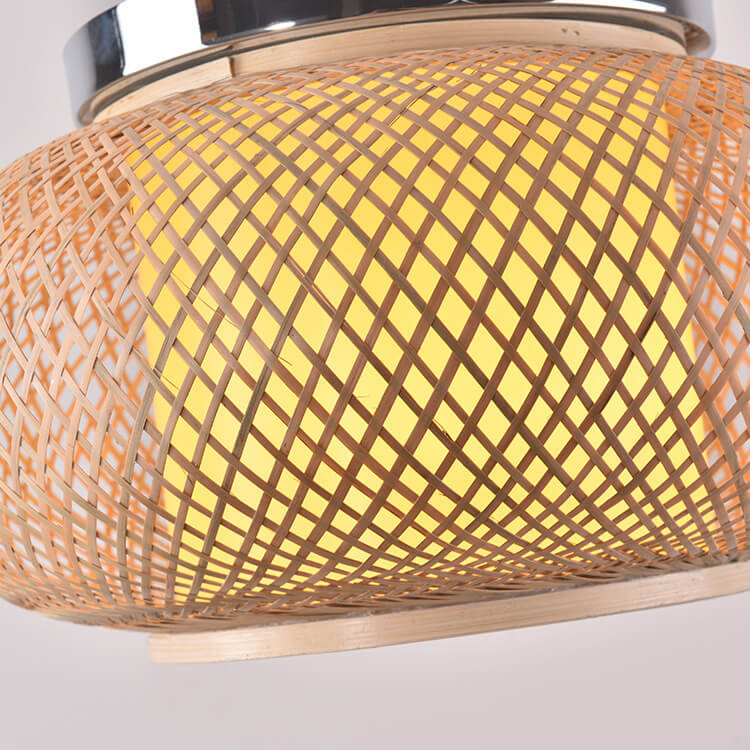 Bamboo Weaving Circle 1-Light LED Flush Mount Lighting