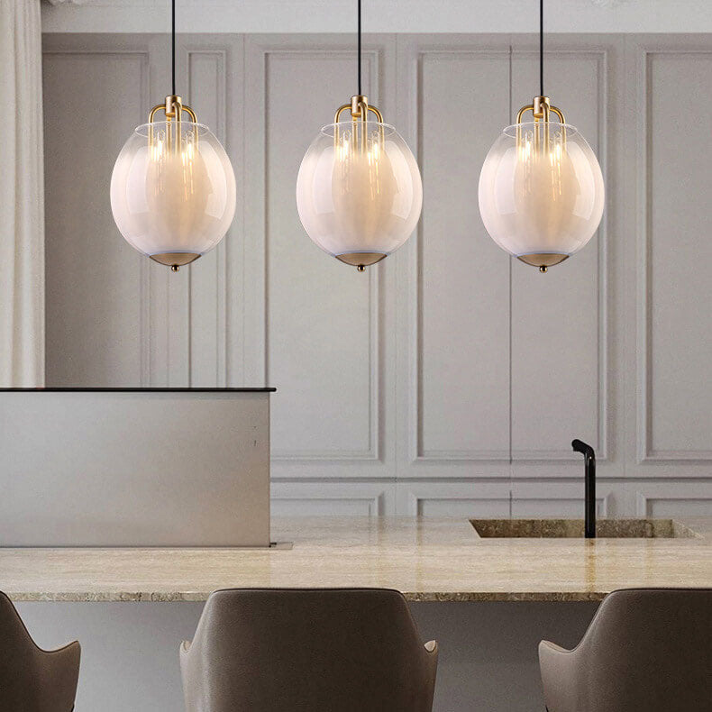 Modern Oval Shape Gradient Glass 1-Light LED Pendant Light