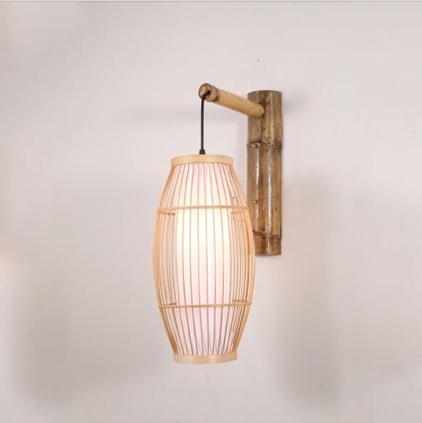 Modern New Chinese Bamboo Weaving 1-Light Wall Sconce Lamp