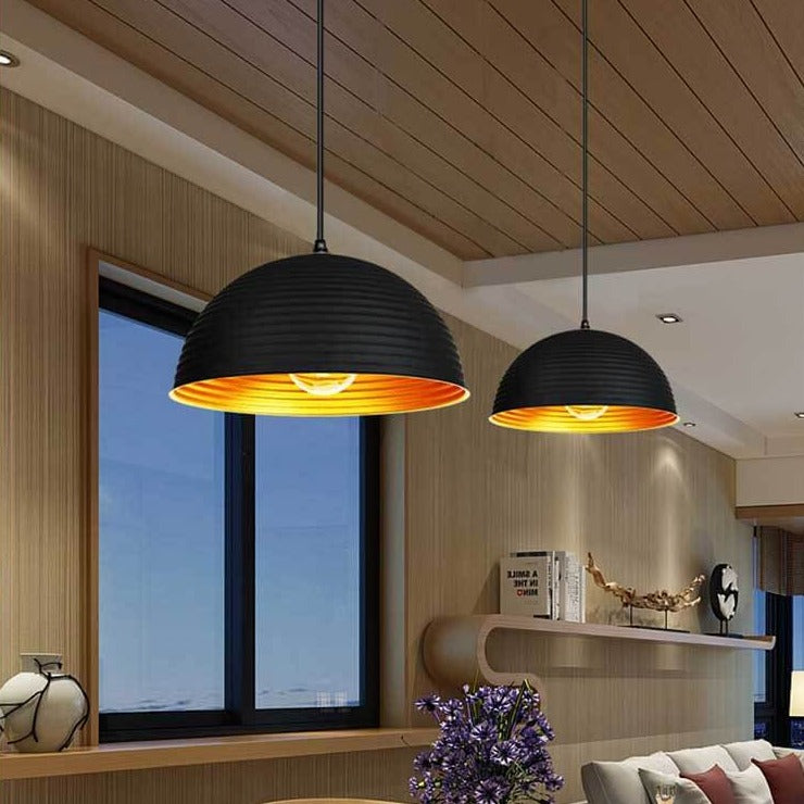 Industrial Wrought Iron Dome 1-Light Pendant Light