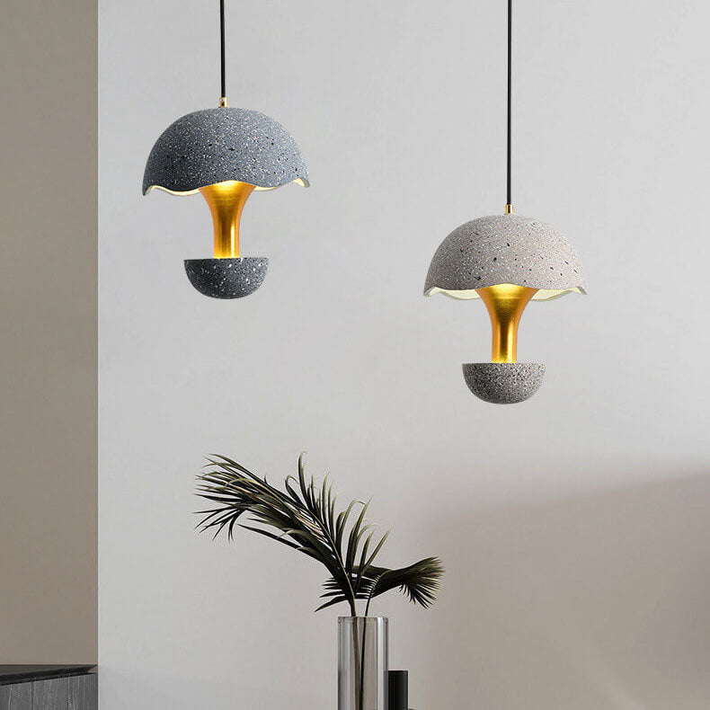 Industrielle Zement 1-Licht Pilzförmige Globus LED Pendelleuchte 