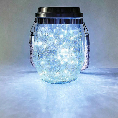 Contemporary Creative Crackle Glass Bottle Star Decor LED Solar String Light For Outdoor Patio