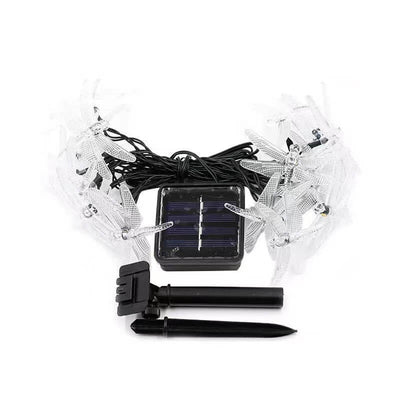 Guirlandes Lumineuses LED Étanches à Énergie Solaire avec Libellules pour Décoration de Fête et Festival 