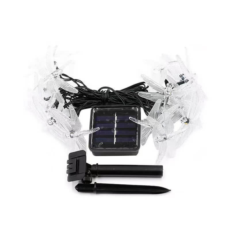 Guirlandes Lumineuses LED Étanches à Énergie Solaire avec Libellules pour Décoration de Fête et Festival 