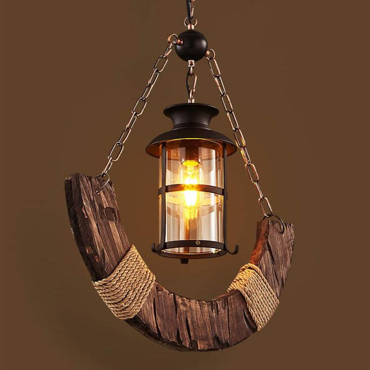 Lámpara colgante de 1 luz con forma de velero de madera retro 