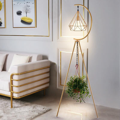 Modern Iron Diamond Cage 1-Light LED Standing Floor Lamps