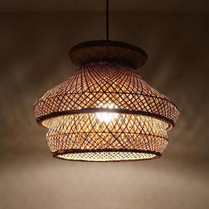 Vintage Bamboo Weaving Multi-Layered Dome 1-Light Pendant Light