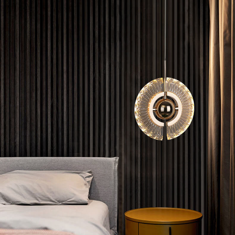 Modern Minimalist Round Crystal 1-Light Flying Saucer LED Pendant Light