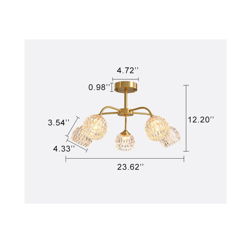 Crystal 5-Light Semi-Flush Mount Lighting