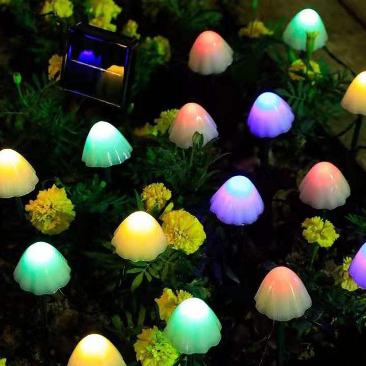 Contemporary Creative Plastic Solar LED Mushroom Lights String Lights For Outdoor Patio
