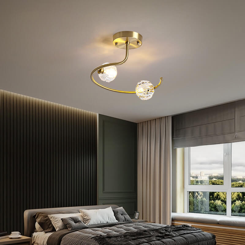 Simple Crystal Ball 2-5 Light 3 Color Changeable LED Semi-Flush Mount Lighting