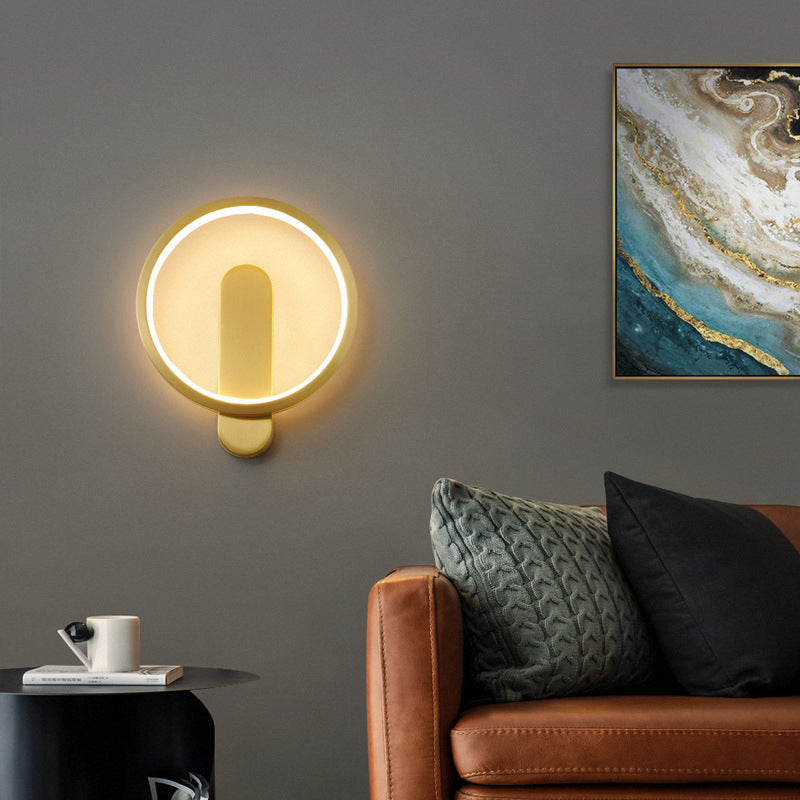 مصباح حائط فاخر LED دائري من النحاس الإبداعي 
