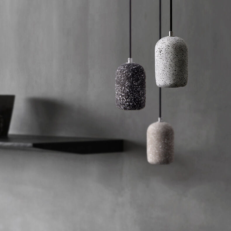 Suspension LED en ciment cylindrique moderne en terrazzo 