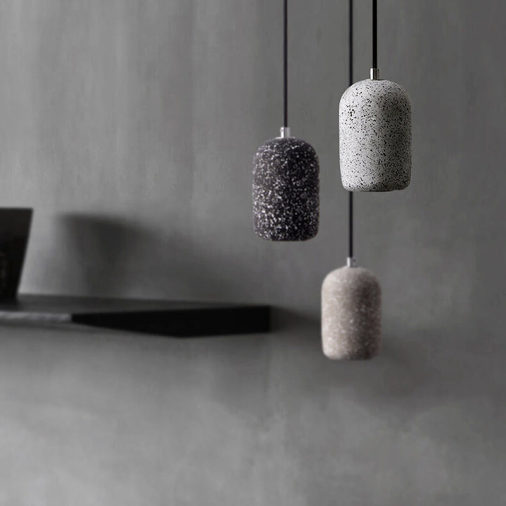 Suspension LED en ciment cylindrique moderne en terrazzo 