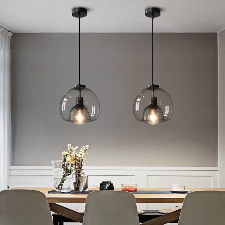 Minimalist Smoke Gray 1-Light Hand-Blown Glass Dome Pendant Light