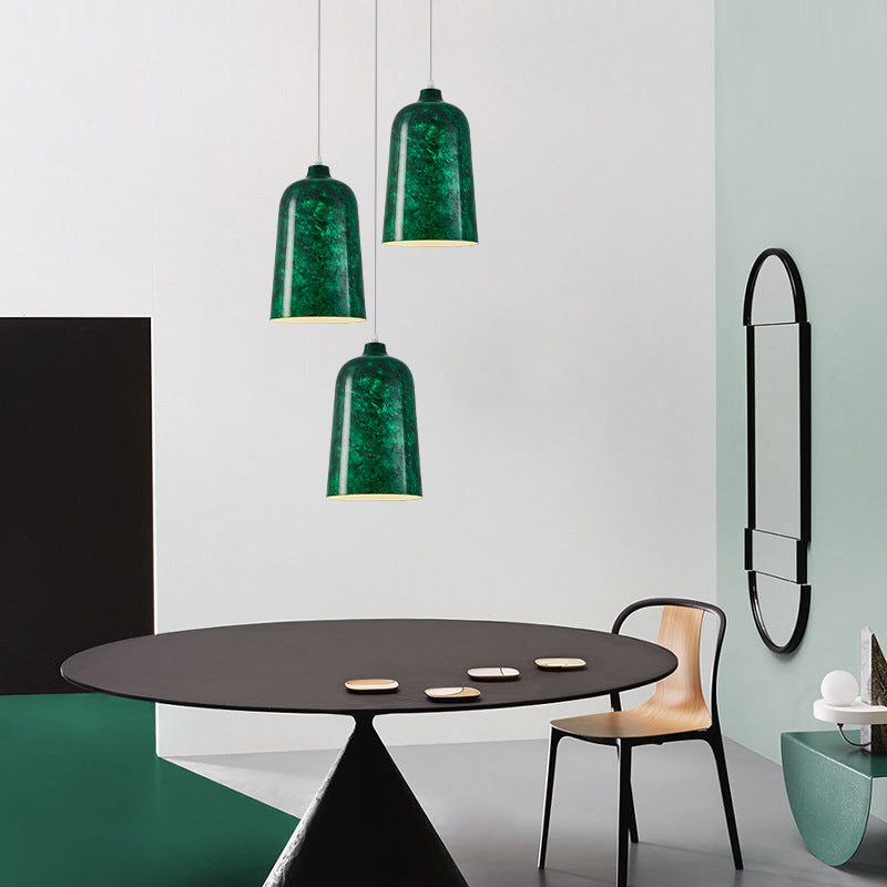 Modern Nostalgic Green Bell Shaped Steel 1-Light Pendant Light