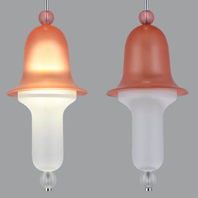 Simple Creative Colorful Bell Glass 1-Light LED Pendant Light