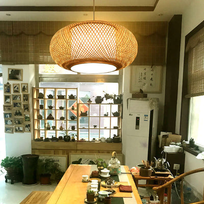 Modern Bamboo Weaving 1-Light Globe LED Pendant Light