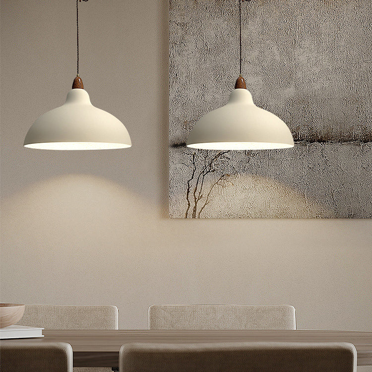Luminaire suspendu à 1 lumière en forme de bol inversé de style japonais industriel contemporain en fer 