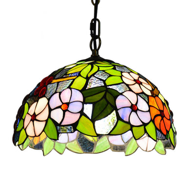 Tiffany Stained Glass 1-Light Bowl Shape Green Pendant Light