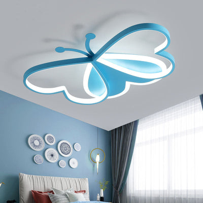 Modern Art Deco Acrylic Kids Butterfly Shape LED Flush Mount Light For Bedroom