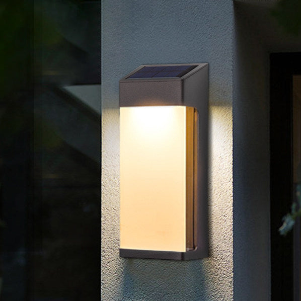Lámpara de Aplique de Pared Decorativa LED Impermeable para Exteriores con Pantalla de Vidrio Solar 
