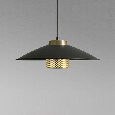 Industrial Simple Scalloped Wrought Iron 1-Light Pendant Light