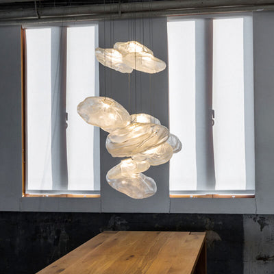 Modern Shaped Glass 1-Light Cloud Suspension Pendant Light
