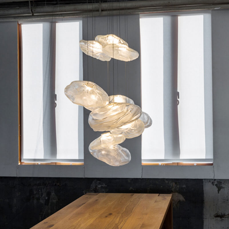 Moderne 1-flammige Wolkenpendelleuchte aus geformtem Glas 