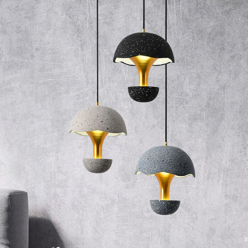 Industrielle Zement 1-Licht Pilzförmige Globus LED Pendelleuchte 