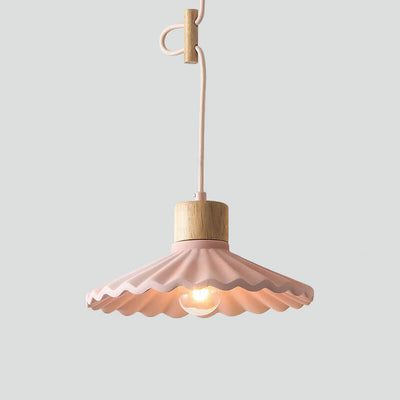 Modern Macaron Cement Scalloped Shade 1-Light Pendant Light