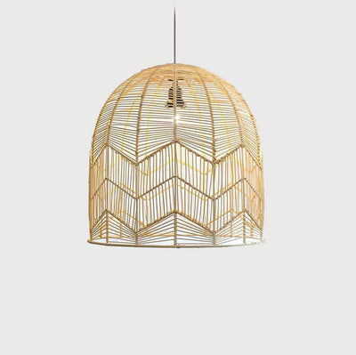 Rattan Weaving Dome 1-Light Japanese Element Pendant Light