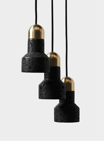Lava Stone 1-Light Adjustable Length Bell Pendant Light