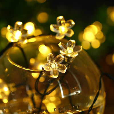 LED Solar Sakura String Lights Waterproof Outdoor Fairy Flower Lights