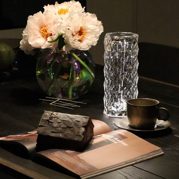 Lampe de table avec télécommande et abat-jour pétale de rose 