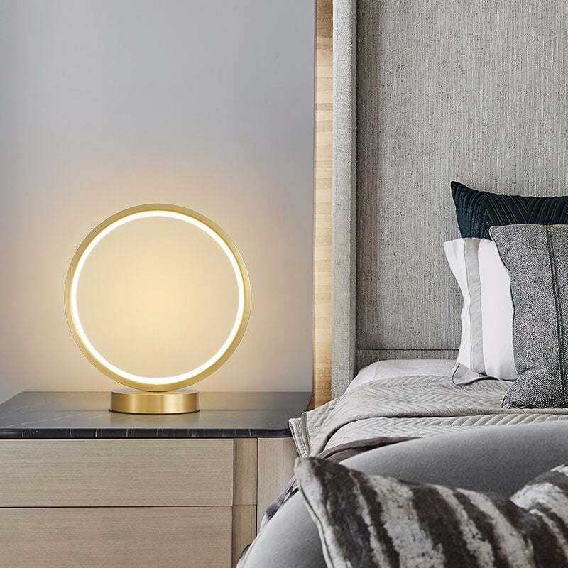 Modern Minimalist Circle Copper Silicone LED Table Lamps For Bedroom