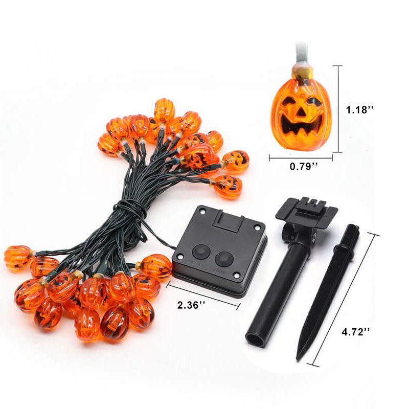 Halloween Orange Pumpkin 10/20 Light Battery Solar LED Light Decorative Plastic String Light