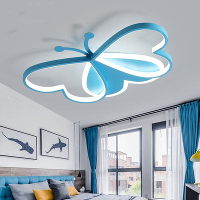 Modern Art Deco Acrylic Kids Butterfly Shape LED Flush Mount Light For Bedroom