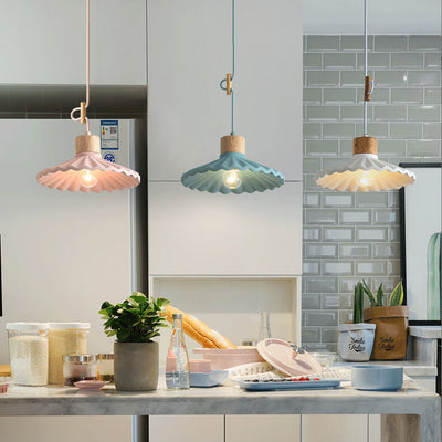 Modern Macaron Cement Scalloped Shade 1-Light Pendant Light